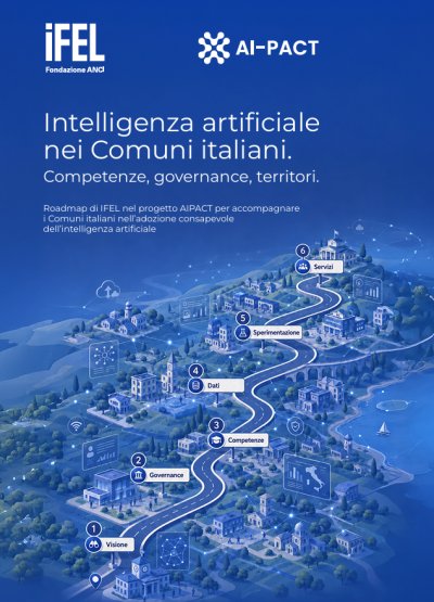 Copertina del volume «Intelligenza artificiale nei Comuni italiani» — Fondazione IFEL